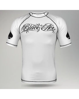 Rash Guard Black Ace Player Manga Curta - Branca