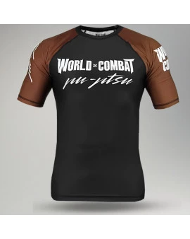 Rash Guard World Combat Competidor Manga Curta - Preto e Marrom