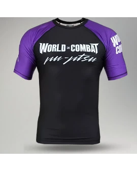 Rash Guard World Combat Competidor Manga Curta - Preto e Roxo