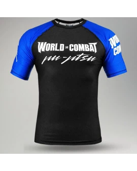 Rash Guard World Combat Competidor Manga Curta - Preto e Azul