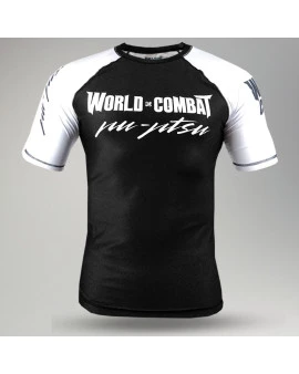 Rash Guard World Combat Competidor Manga Curta - Preto e Branco