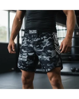 Fight Short World Combat Ghost Army - Camuflado Chumbo