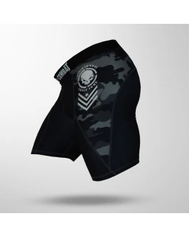 Short Compressão World Combat Ghost Army - Preto e Camuflado Chumbo