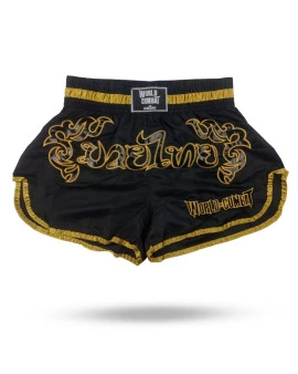 Short Muay Thai World Combat Shock - Preto e Dourado